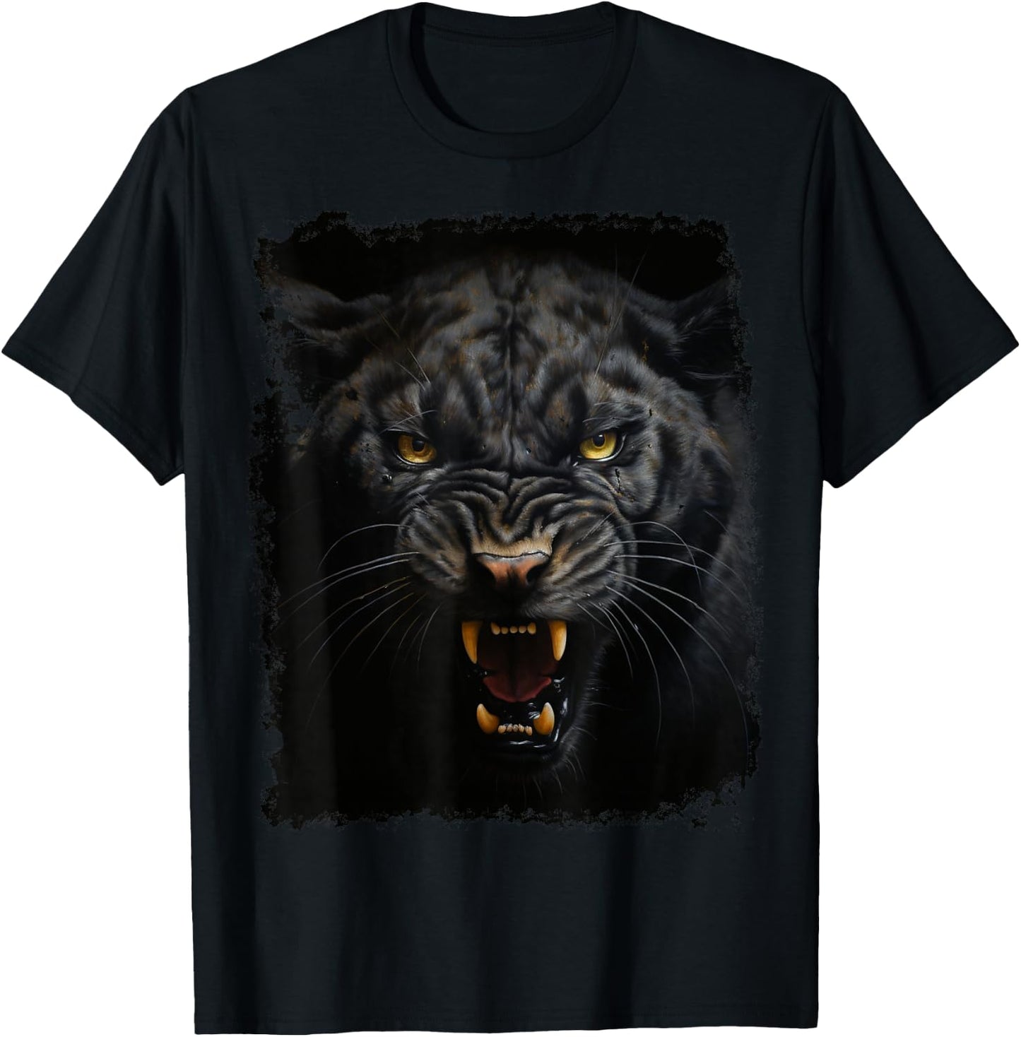 Noah&Friends Panther Animal Print - Women's Regular Fit Black Small Short Sleeve T-Shirt - T-Shirt | Black