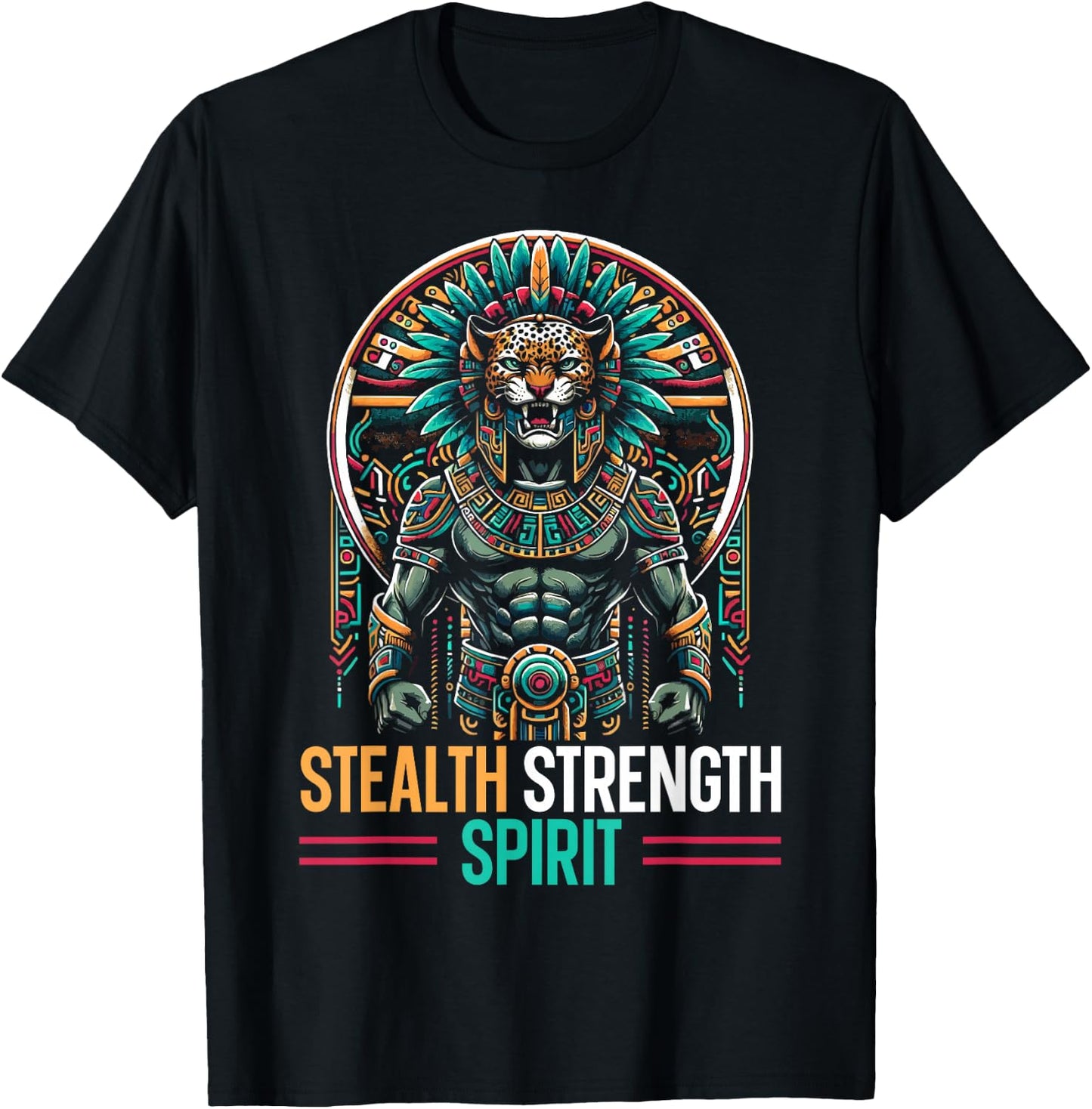 Aztec Jaguar Warrior Aztec Culture Mayan Indigenous T-Shirt - T-Shirt | Black