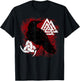 Valknut Norse Crow Triple Horn of Odin Viking Raven T-Shirt - T-Shirt | Black