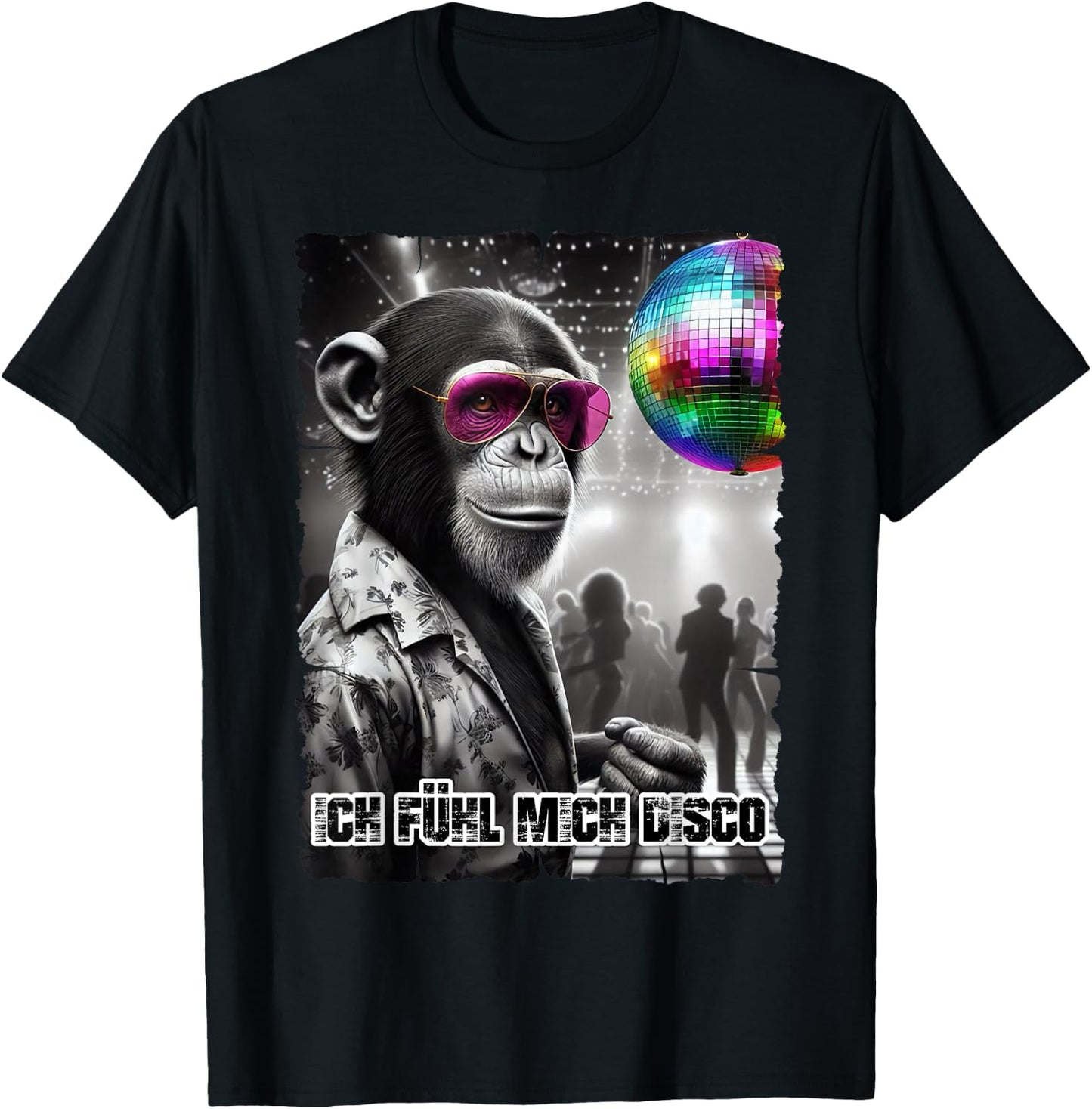 with German Text "Ich Fühl Mich Fühl Mich Disco Ball", black T-Shirt - T-Shirt | Black