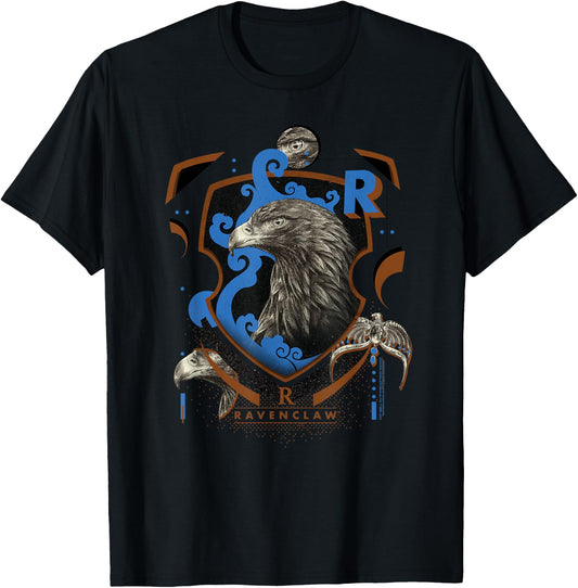 Harry Potter Ravenclaw Shield Realistic Eagle T-Shirt - T-Shirt | Black