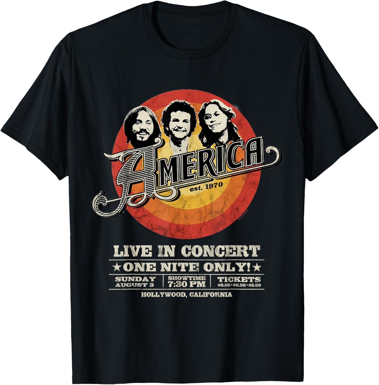 Offiziell America the Band Live in Concert Black T-Shirt - T-Shirt | Black