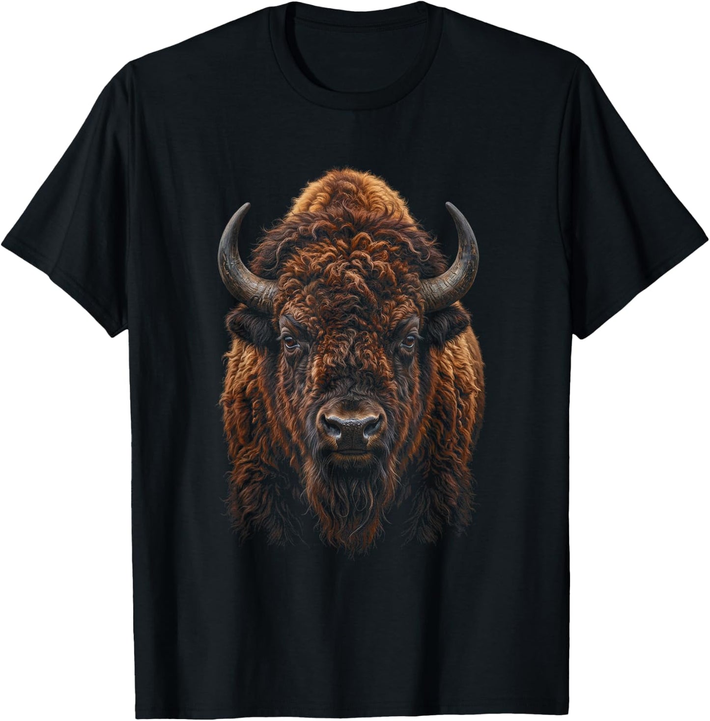 American Bison Portrait Buffalo T-Shirt - T-Shirt | Black