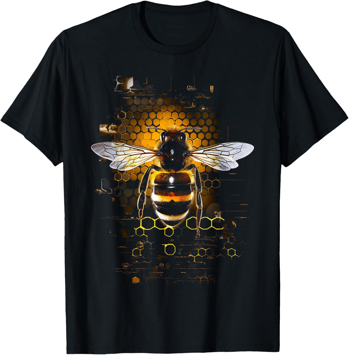 Bee Pattern , Black, S T-Shirt - T-Shirt | Black