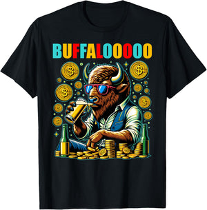 Lucky Buffalo Casino Slot Machine BUFFALOOOOO Gambling T-Shirt - T-Shirt | Black