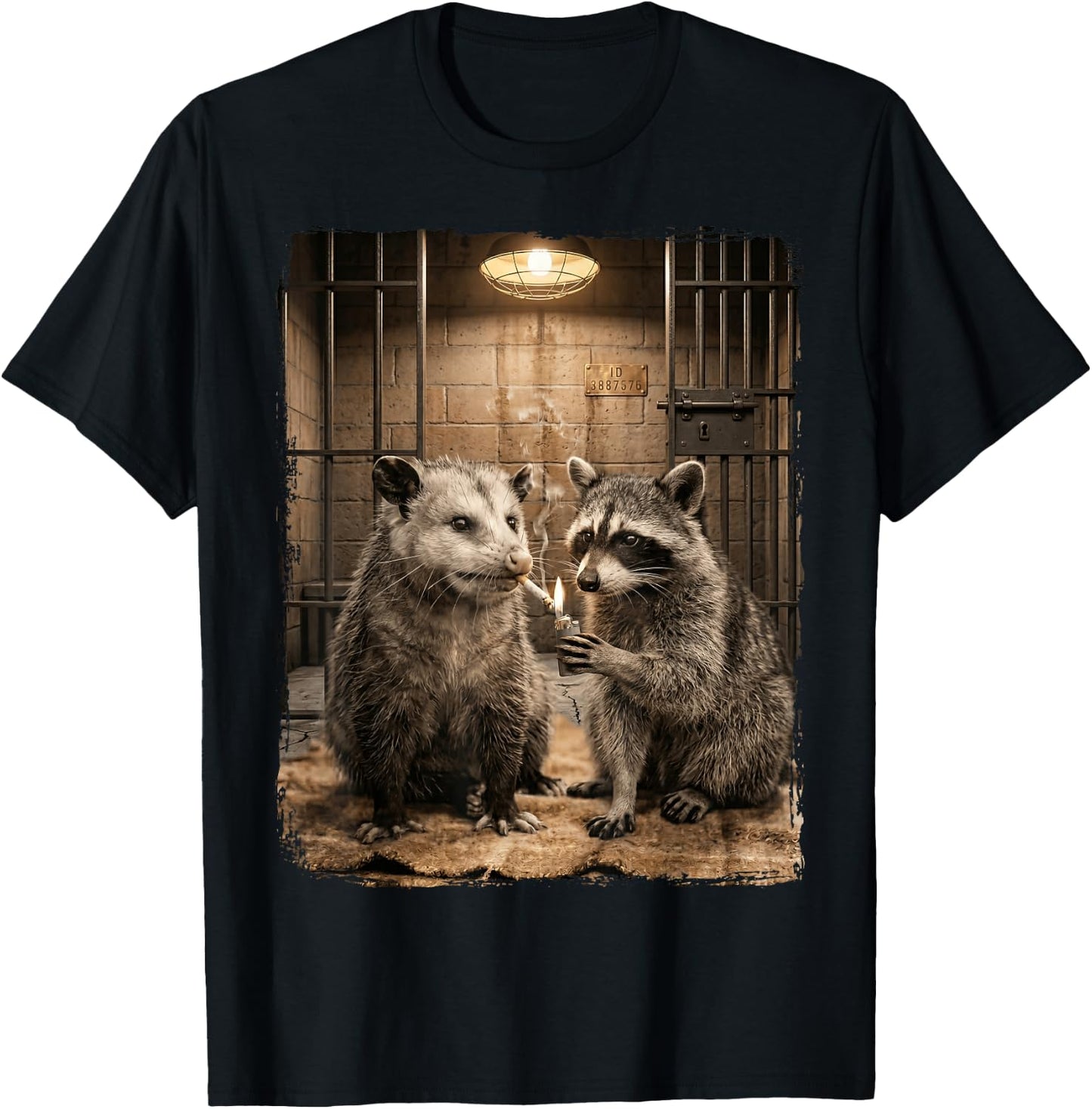Raccoon Opossum Smoking T-Shirt - T-Shirt | Black