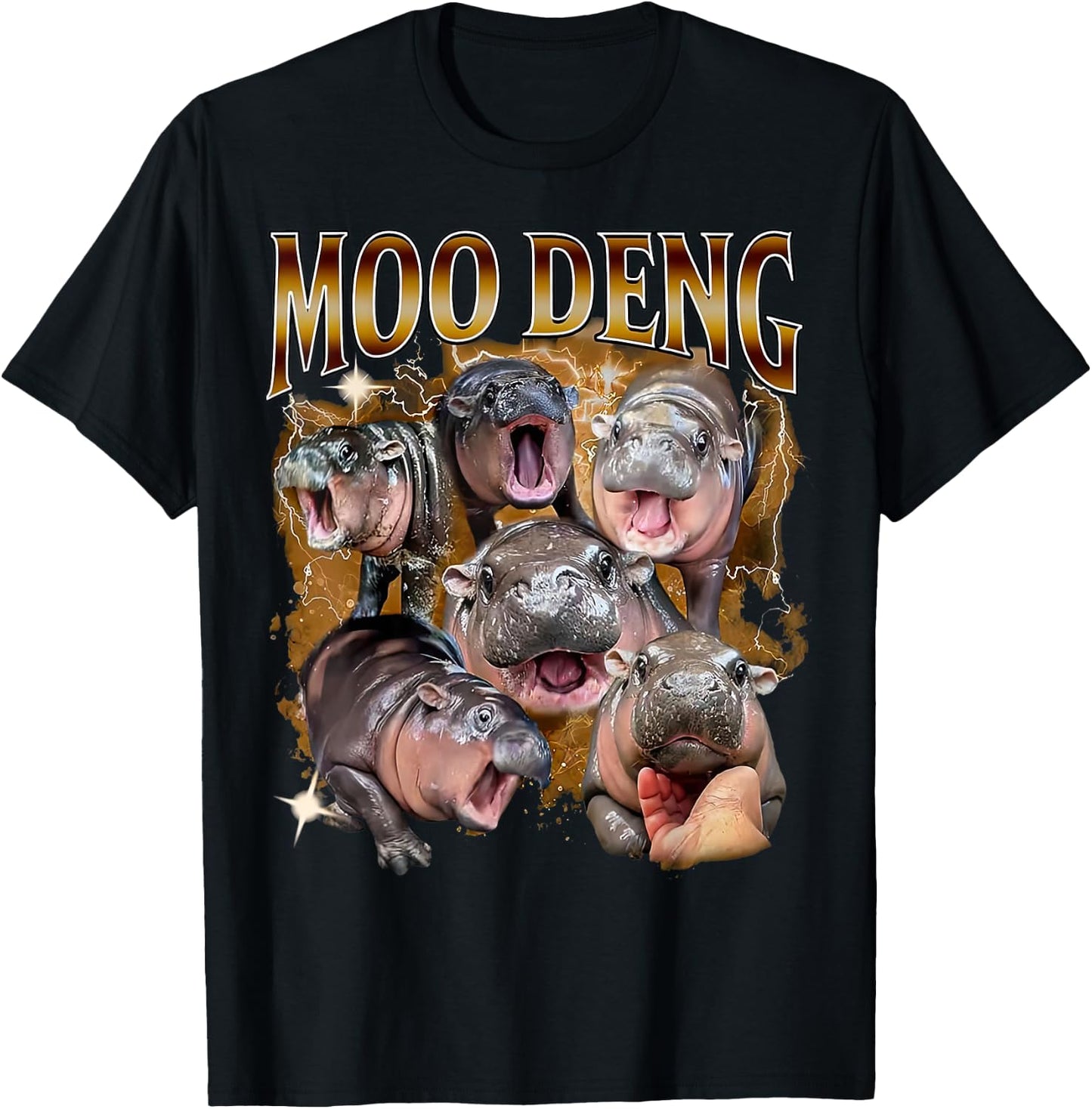 Funny Moo-Deng Baby Pygmy Hippo Cute Zoo For Family T-Shirt - T-Shirt | Black