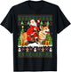 Corgi Dog Lover Funny Ugly Santa Riding Corgi Christmas T-Shirt - T-Shirt | Black