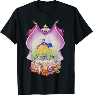 Disney Snow White Group Shot Evil Queen Cape Fill T-Shirt - T-Shirt | Black
