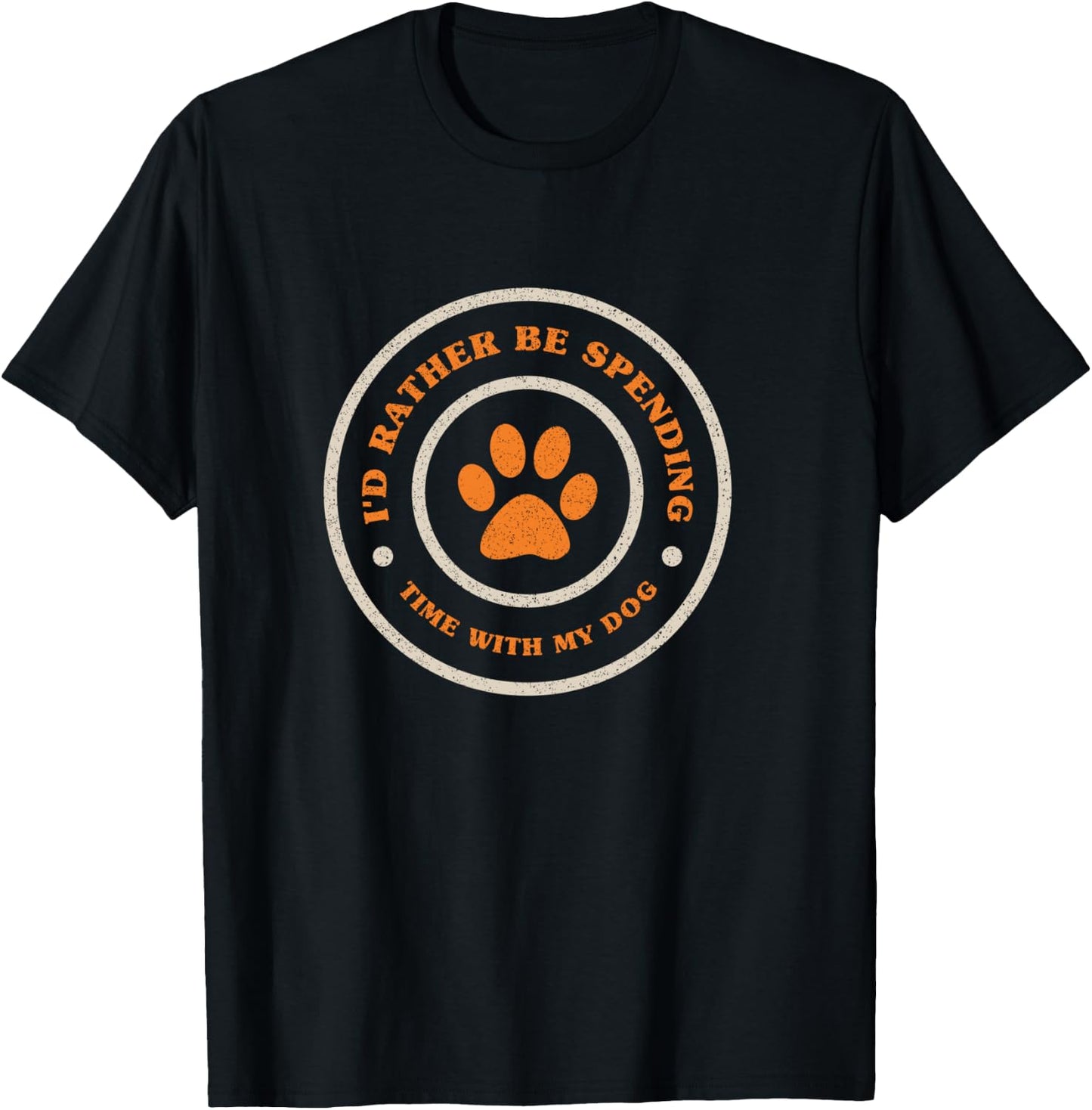 I'd Rather Be Spending Time with My Dog Funny Retro T-Shirt - T-Shirt | Black