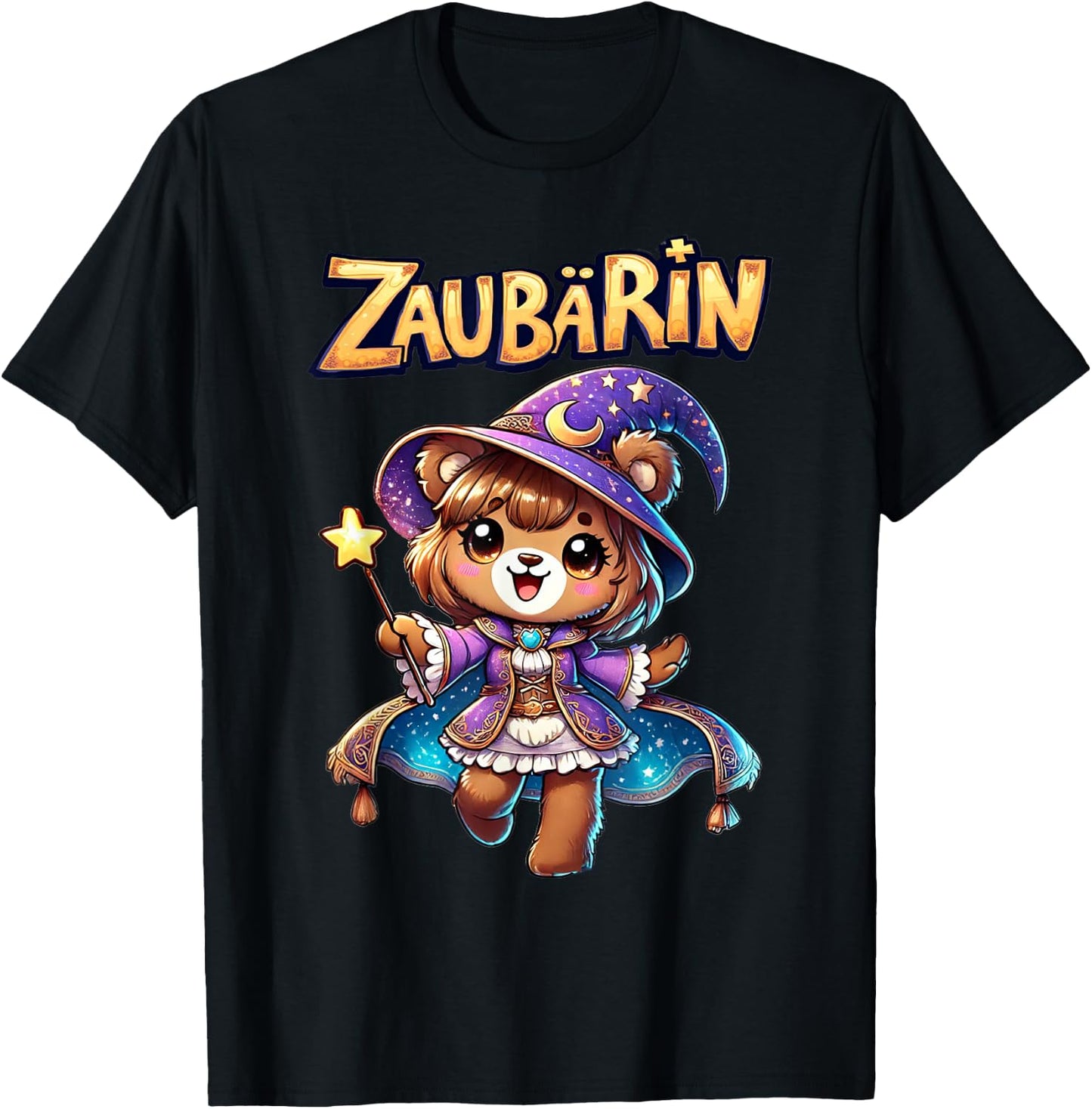 ZauBärin | Karneval Mädchen Kostüm Bär Zauberin T-Shirt - T-Shirt | Black