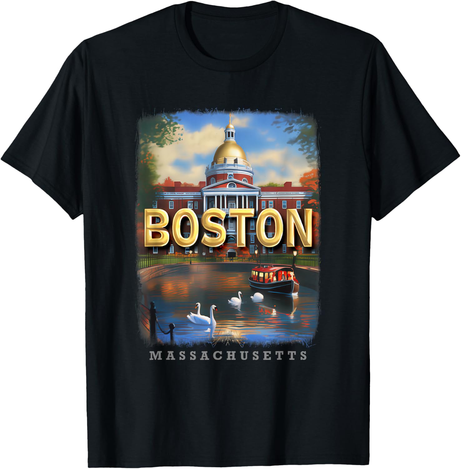 Boston Massachusetts MA Historic Beacon SD273 T-Shirt - T-Shirt | Black