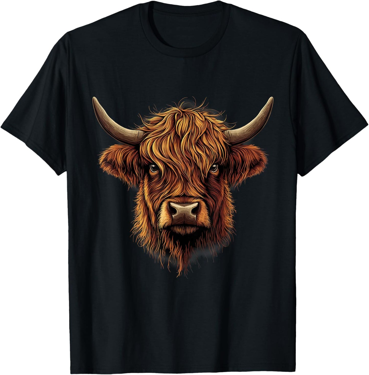 Scottish Highland Cow Messy Bun Scottish Highlander Cow T-Shirt - T-Shirt | Black