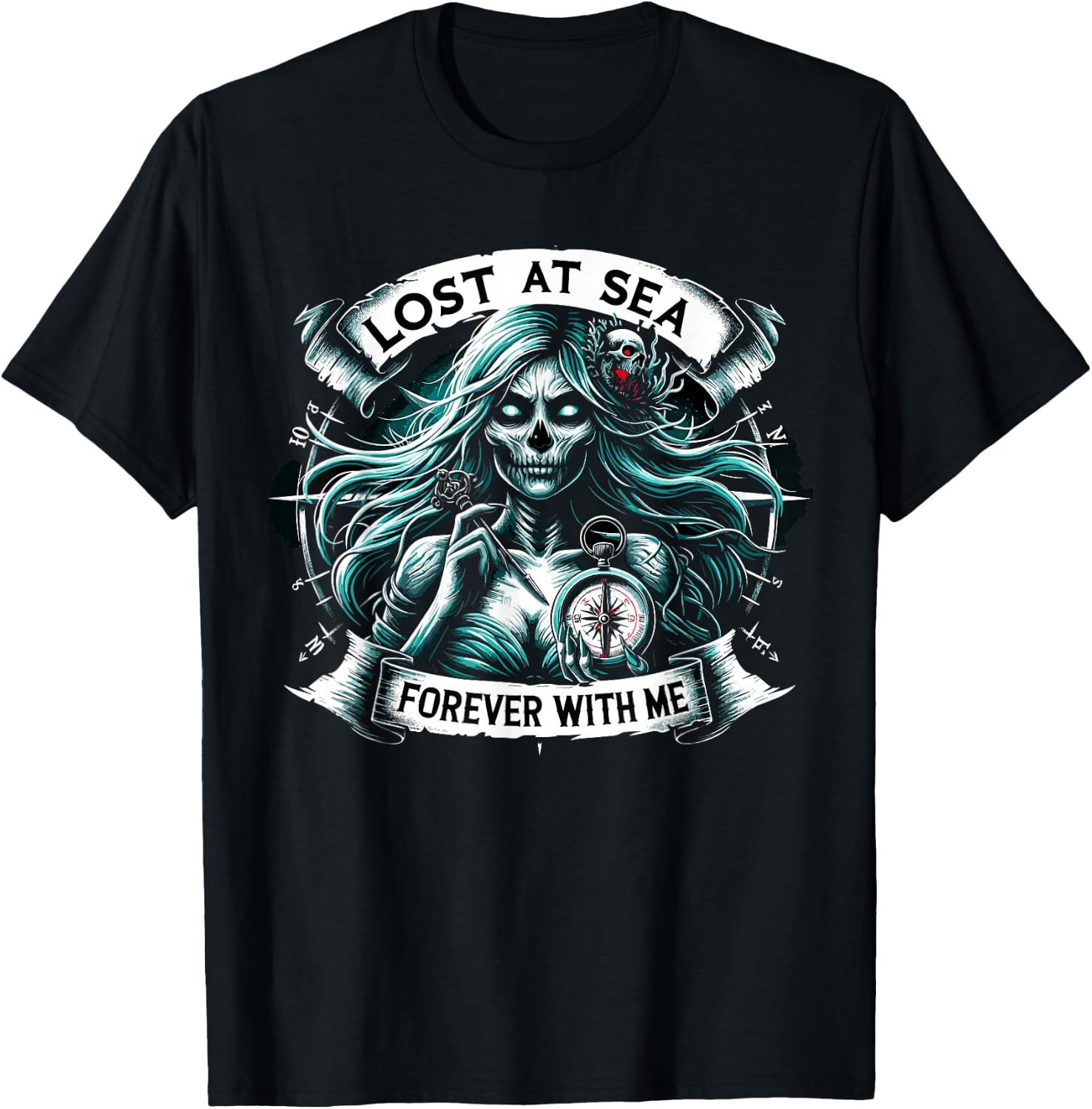 Spooky Sirens Horror Mermaid Creepy Mermaid Haunted Sea T-Shirt - T-Shirt | Black