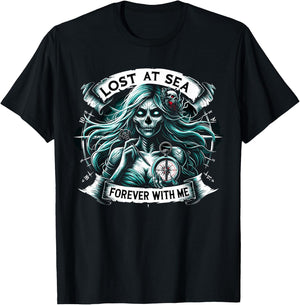 Spooky Sirens Horror Mermaid Creepy Mermaid Haunted Sea T-Shirt - T-Shirt | Black