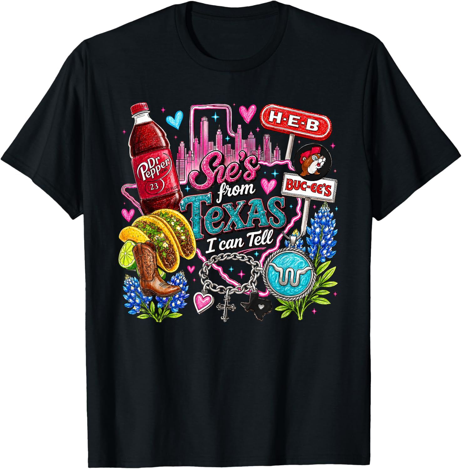 Shes from Texas I Can Tell State Pride T-Shirt - T-Shirt | Black