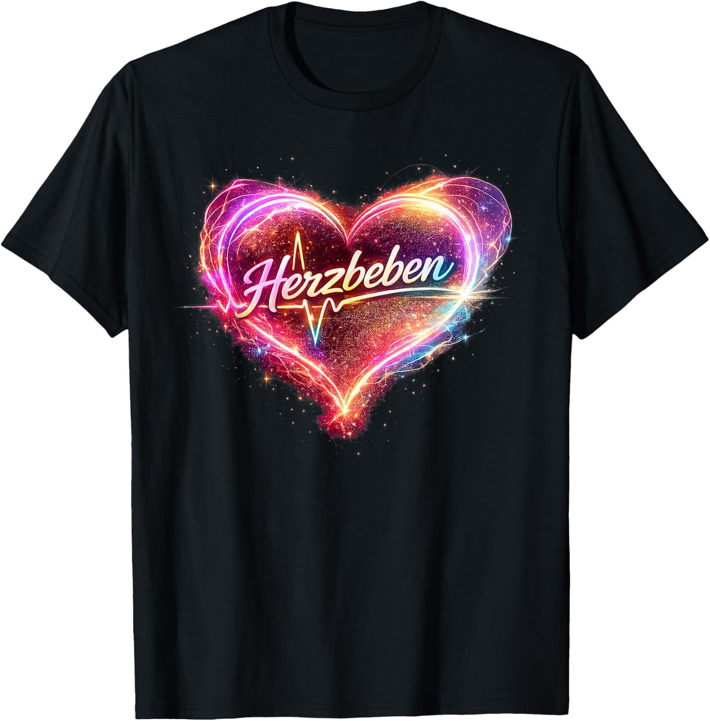 Buntes schwungvolles Herz - Herzbeben T-Shirt - T-Shirt | Black