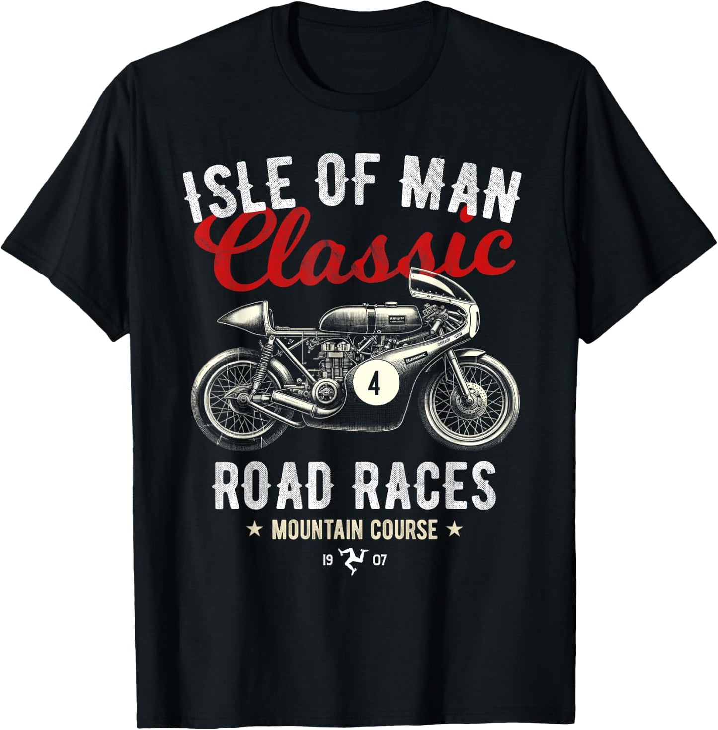 Retro Isle of Man TT Races Vintage Motorcycle Race , Black, S T-Shirt - T-Shirt | Black
