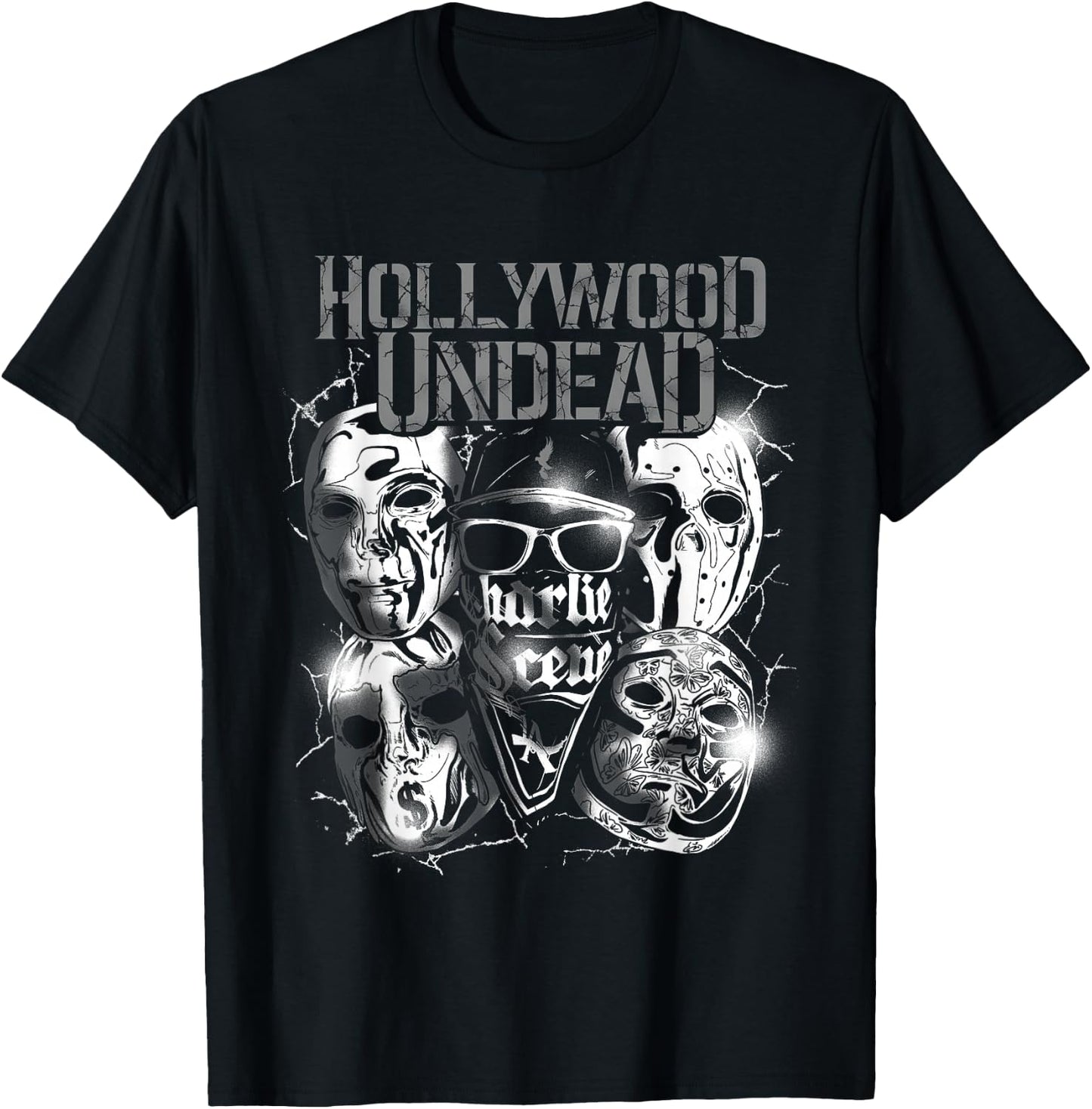 Hollywood Undead Official Merchandise - Metal Masks , black T-Shirt - T-Shirt | Black