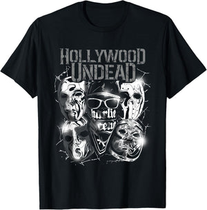 Hollywood Undead Official Merchandise - Metal Masks , black T-Shirt - T-Shirt | Black