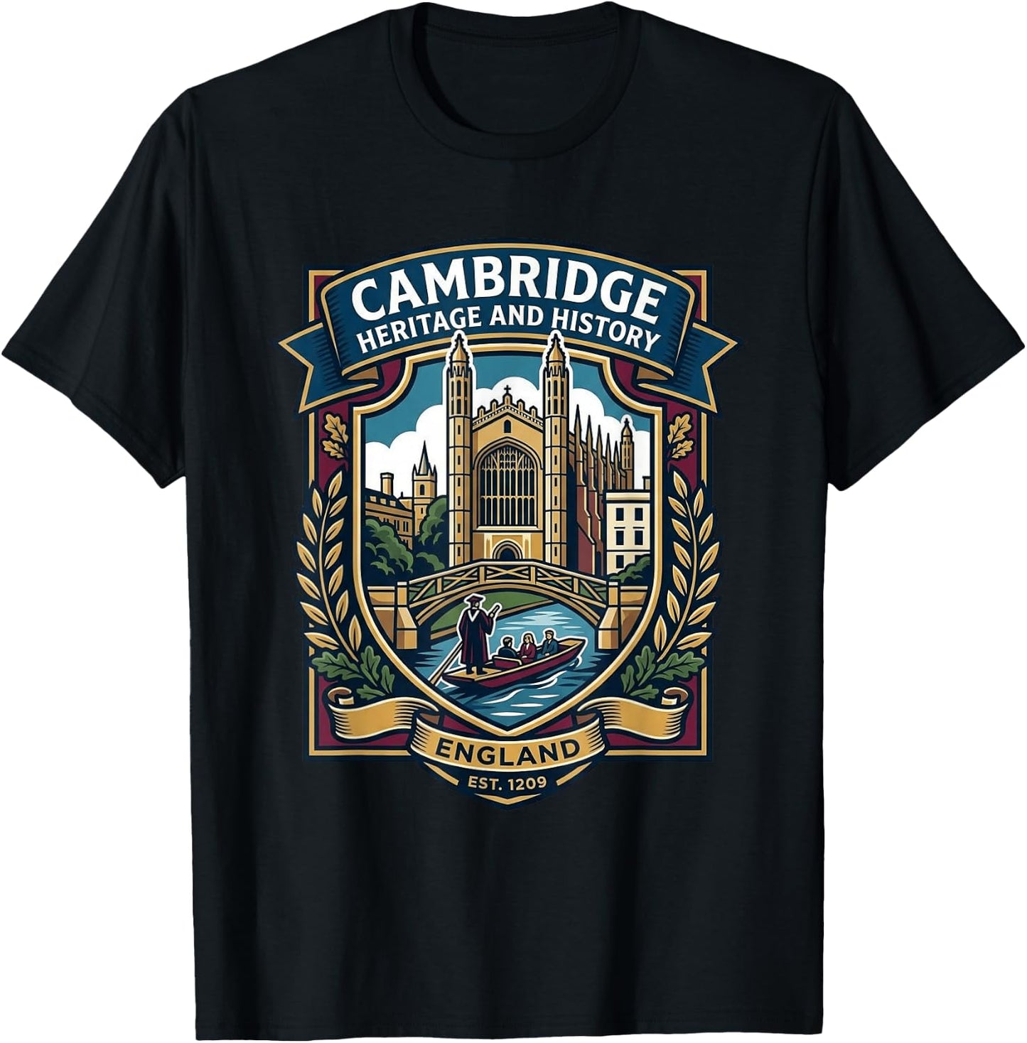 Cambridge England UK Born Bred T-Shirt - T-Shirt | Black