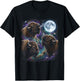 Three Bison Howling At The Moon Buffalo T-Shirt - T-Shirt | Black