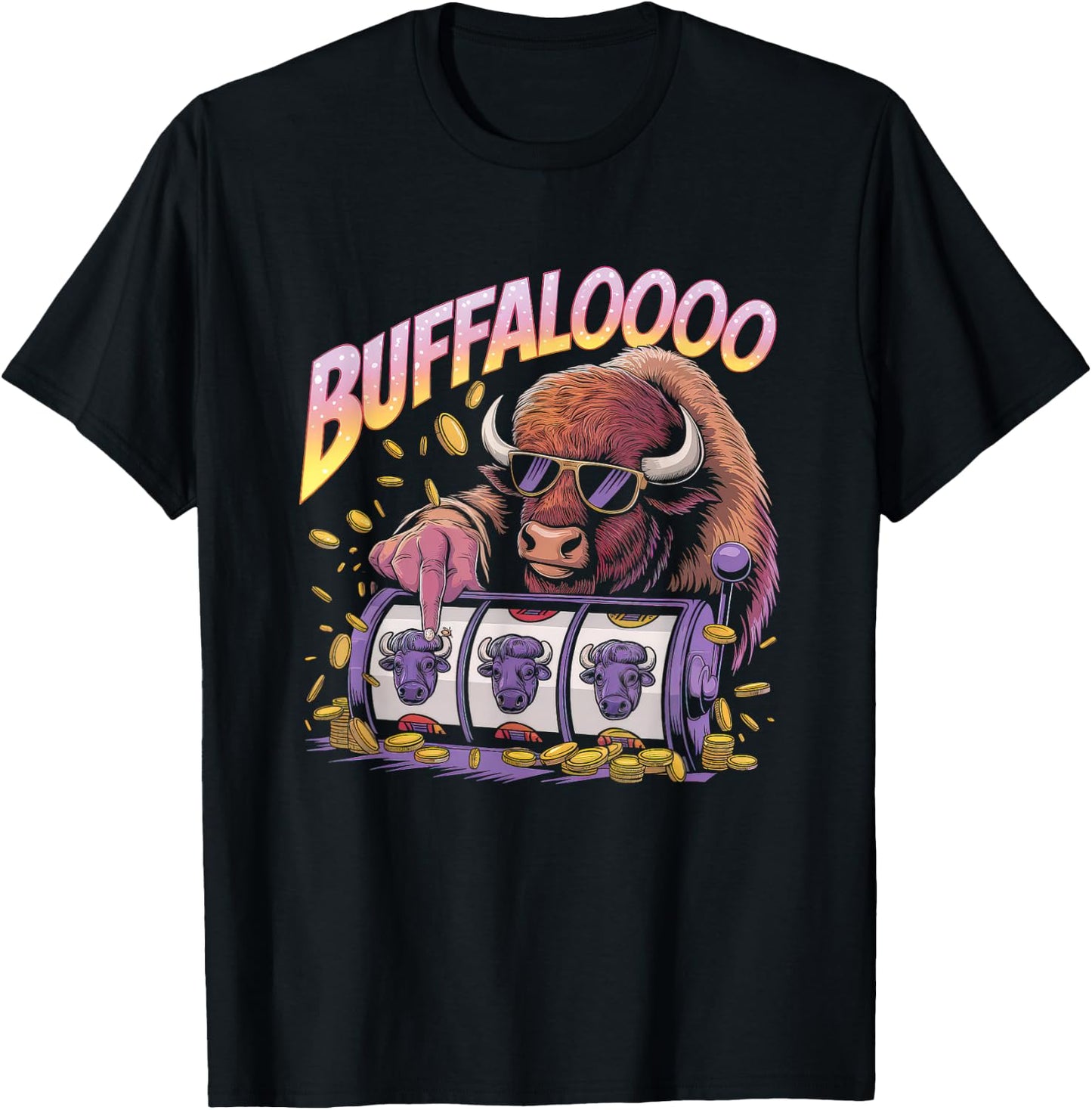 Lucky Buffalo Casino Slot Machine Gambling Gift Gambler T-Shirt - T-Shirt | Black