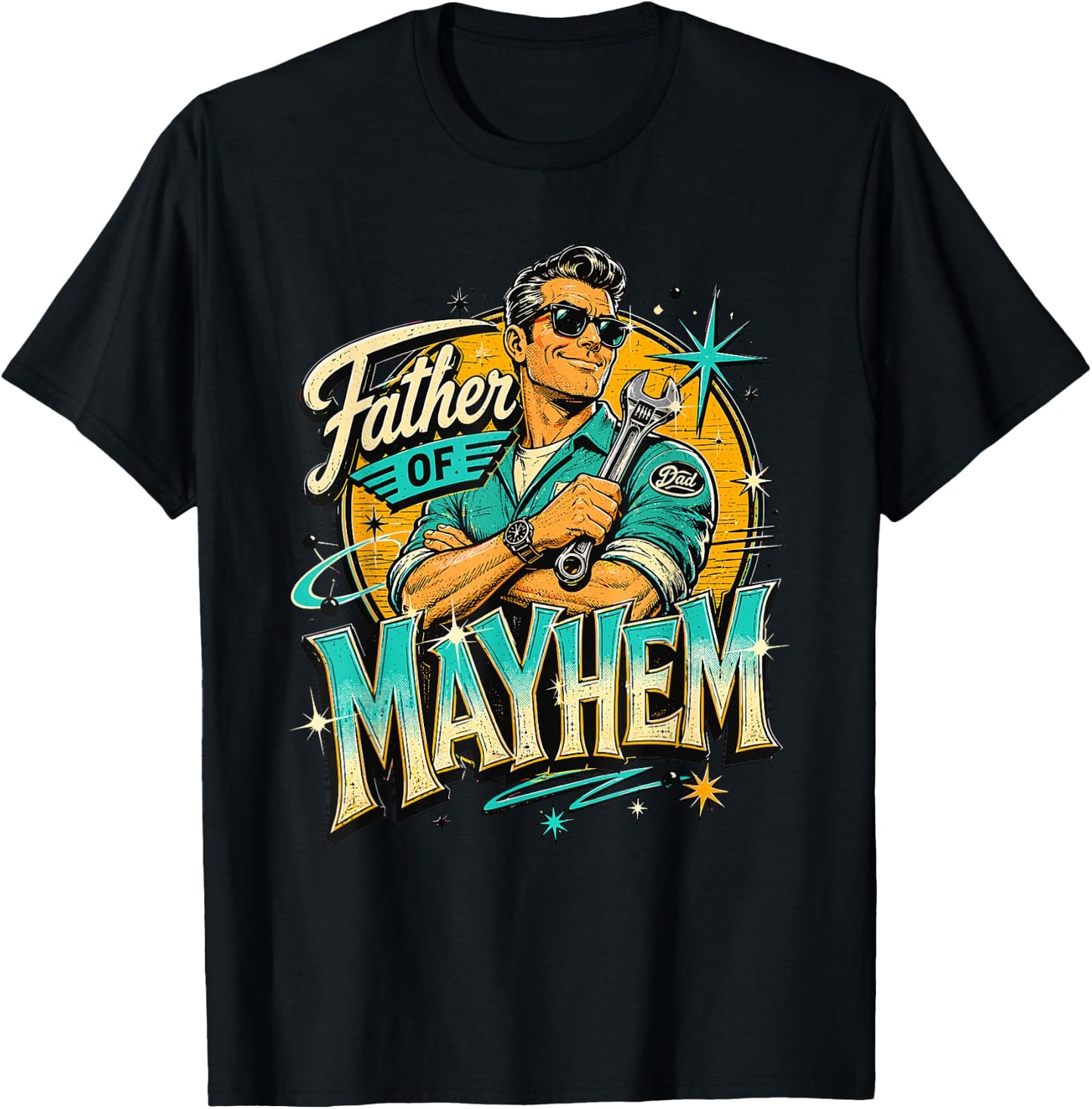 Father's Day Father of Mayhem Funny Dad Matching Family T-Shirt - T-Shirt | Black
