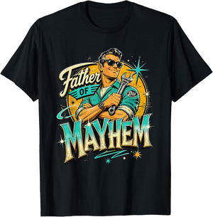 Father's Day Father of Mayhem Funny Dad Matching Family T-Shirt - T-Shirt | Black
