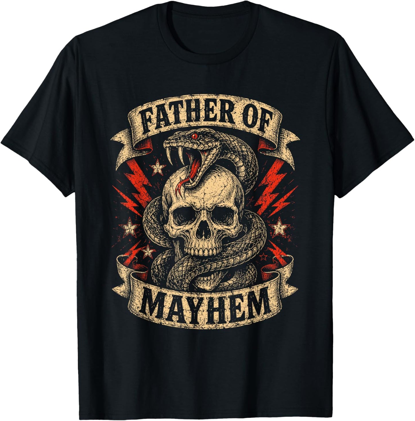 Father's Day Father of Mayhem Funny Dad Matching Family T-Shirt - T-Shirt | Black