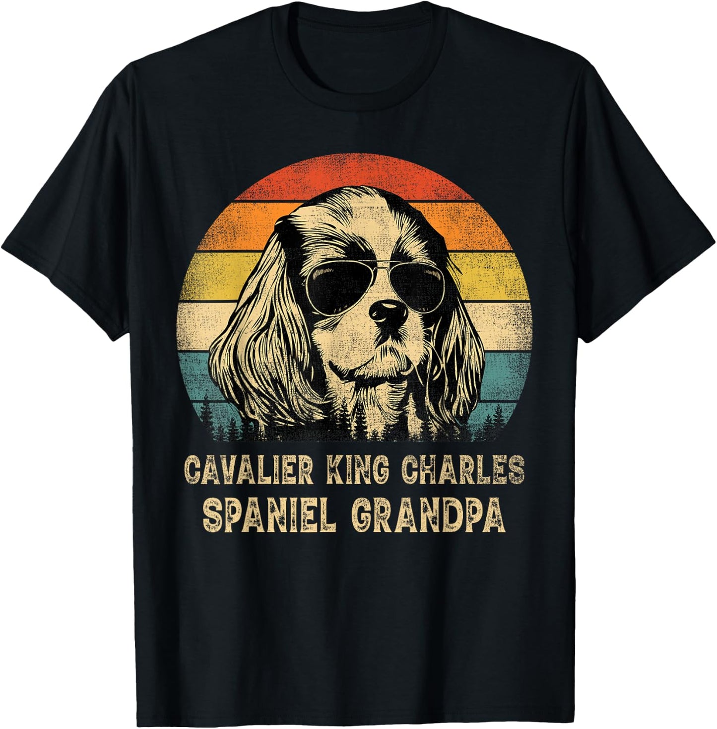 Cavalier King Charles Spaniel Grandpa Dog Father's Day T-Shirt - T-Shirt | Black
