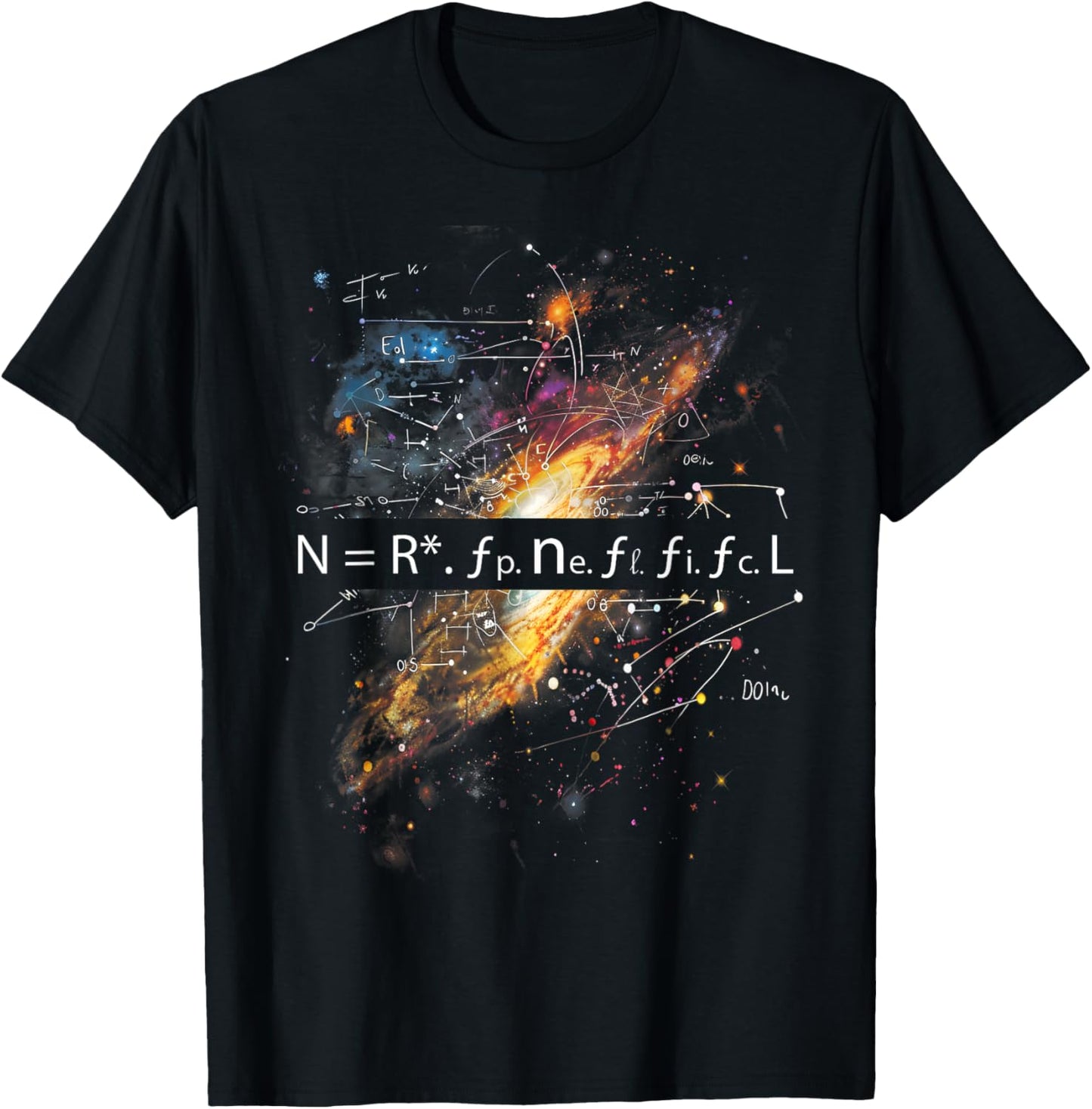 Drake Equation Estimation of Alien Civilizations T-Shirt - T-Shirt | Black