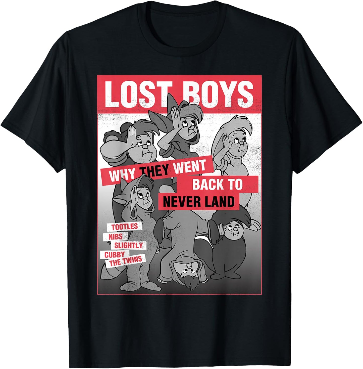 Disney Peter Pan Lost Boys Classic Group Shot Poster T-Shirt - T-Shirt | Black