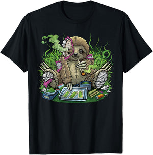 420 Sloth Stiffer Costume Hemp Leaf Cannabis Marijuana Weed , black T-Shirt - T-Shirt | Black