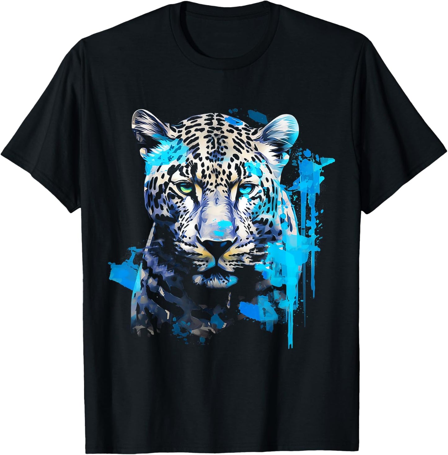Leopard Abstract Animal Art Painting Graphic Leopard T-Shirt - T-Shirt | Black