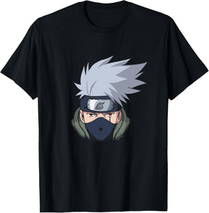 Naruto Shippuden Kakashi Oversized Portrait Anime Manche Longue T-Shirt - T-Shirt | Black