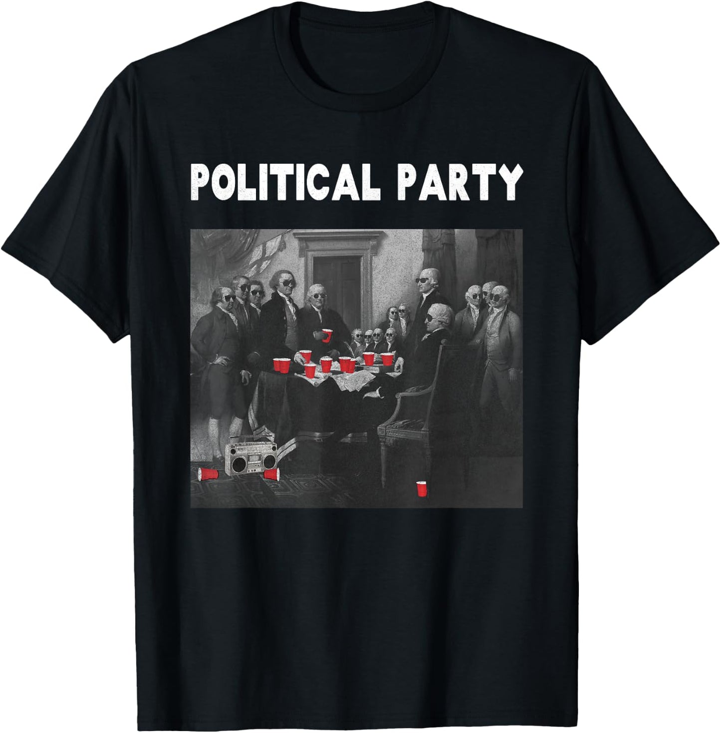 Funny Beer Drinking Founding Fathers Political Party Gift T-Shirt - T-Shirt | Black