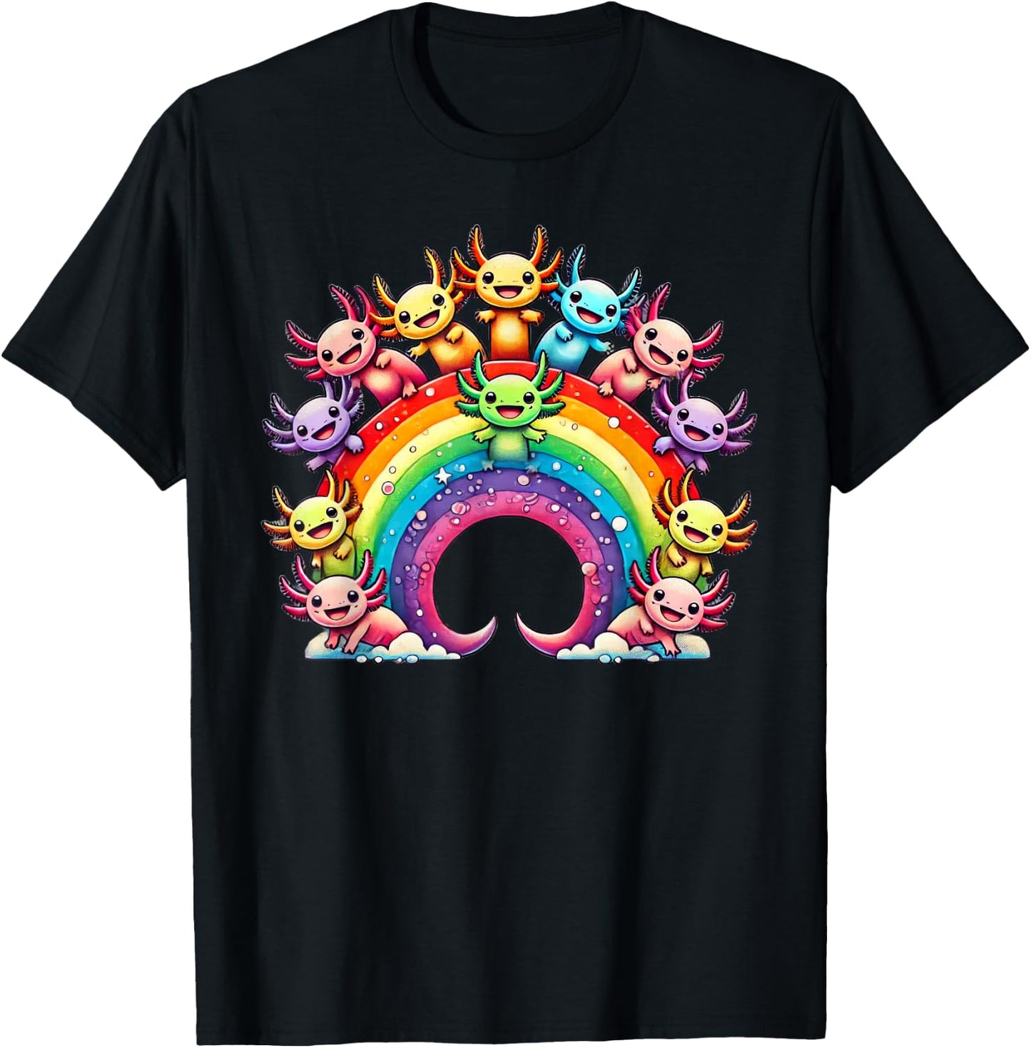 Rainbow Axolotls Kawaii Axolotl T-Shirt - T-Shirt | Black