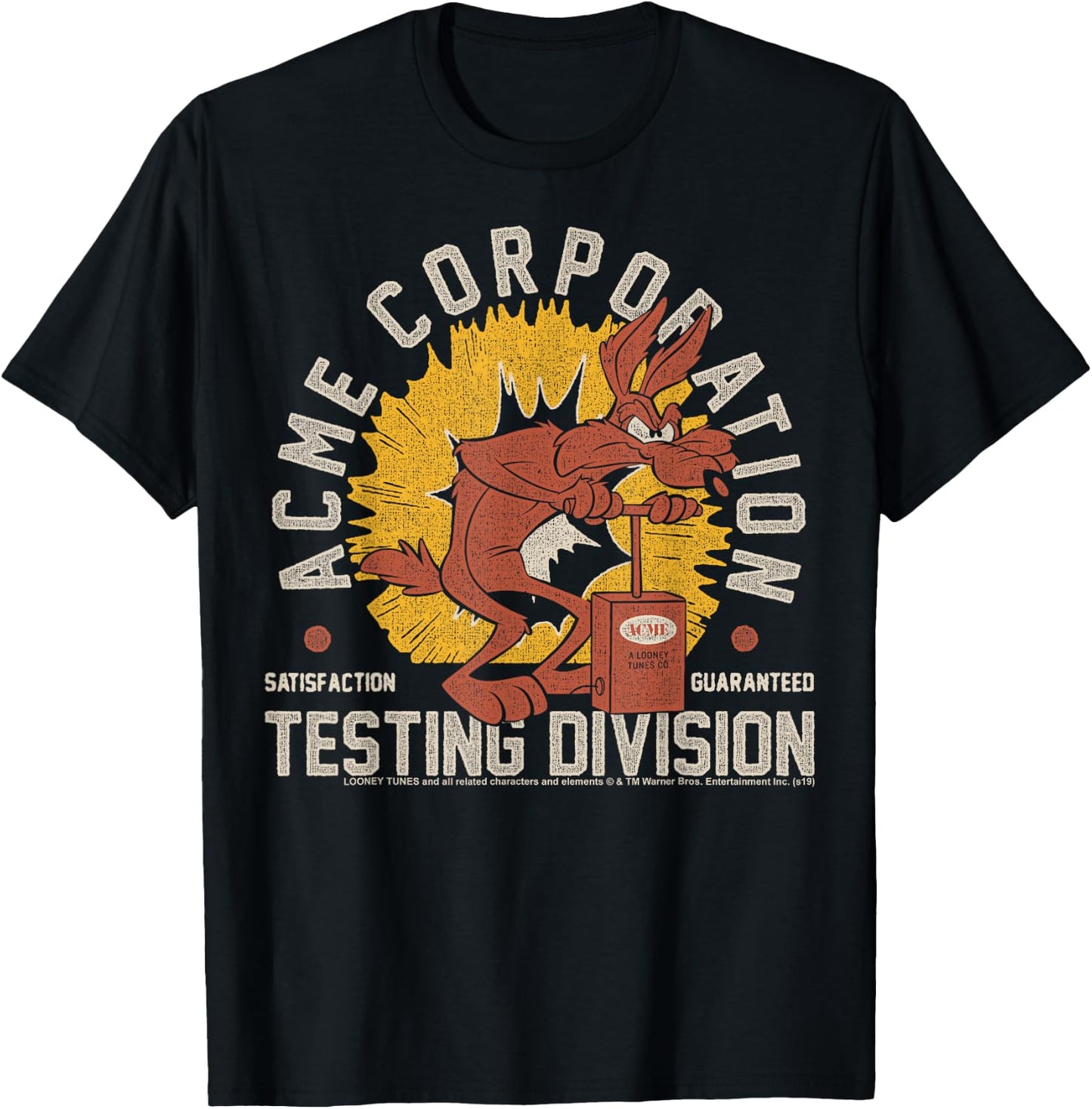 Looney Tunes Wile E. Coyote Acme Corporation Testing Small T-Shirt - T-Shirt | Black