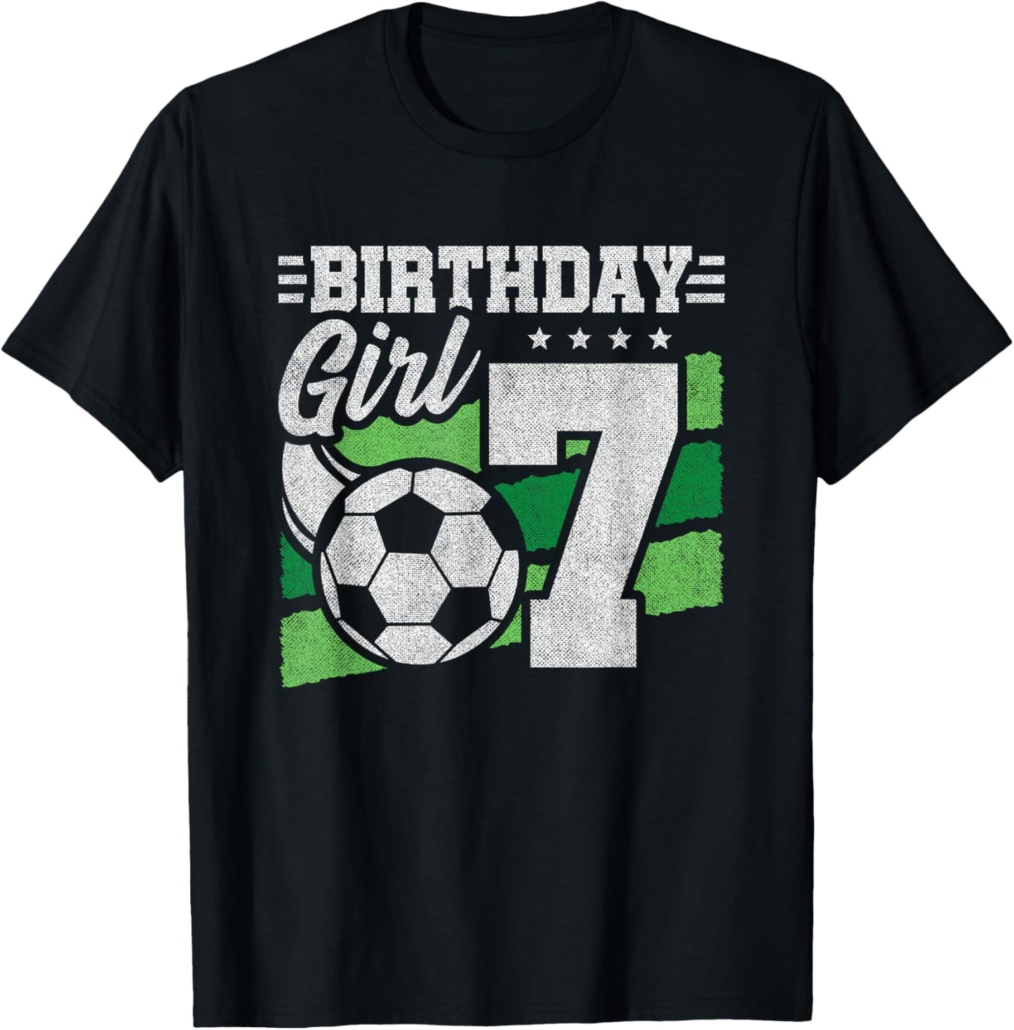 Soccer Birthday Party - 7 Year Old Girl - 7th Birthday T-Shirt - T-Shirt | Black