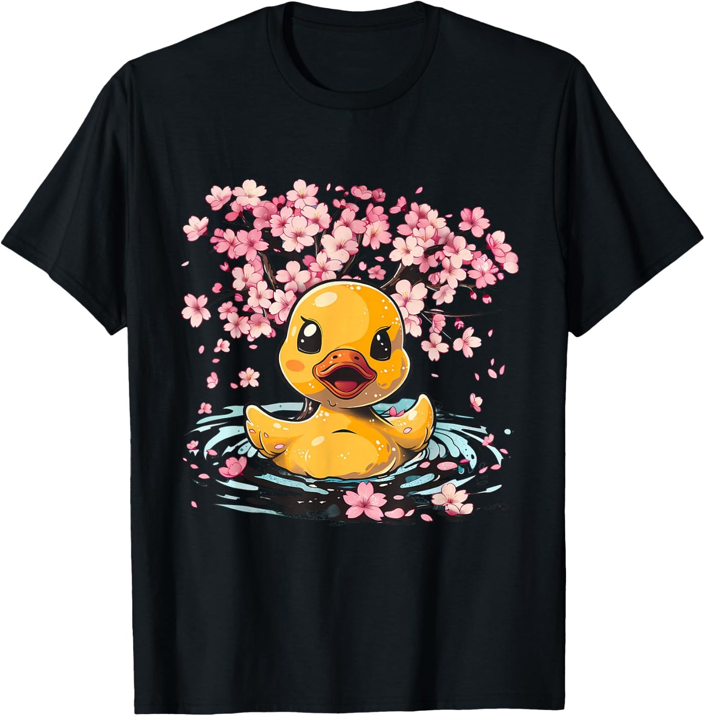 Rubber Duck Sakura Flower Japanese Art Rubber Duck Lover T-Shirt - T-Shirt | Black