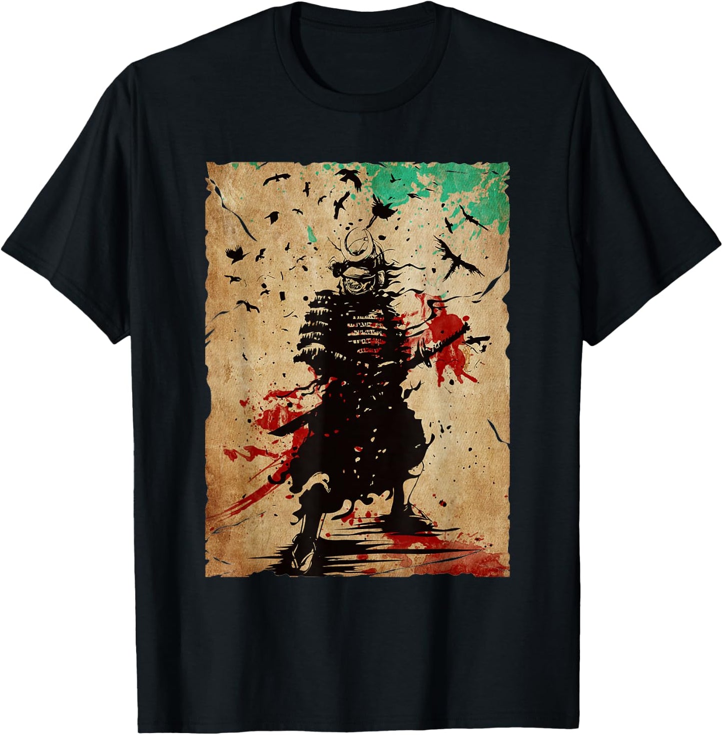Japanese Vintage Samurai Fighter Retro Art Design T-Shirt - T-Shirt | Black