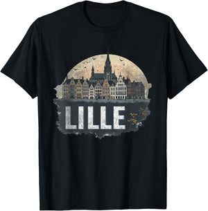 Souvenir Vintage Lille Landscape Retro , Black, S T-Shirt - T-Shirt | Black