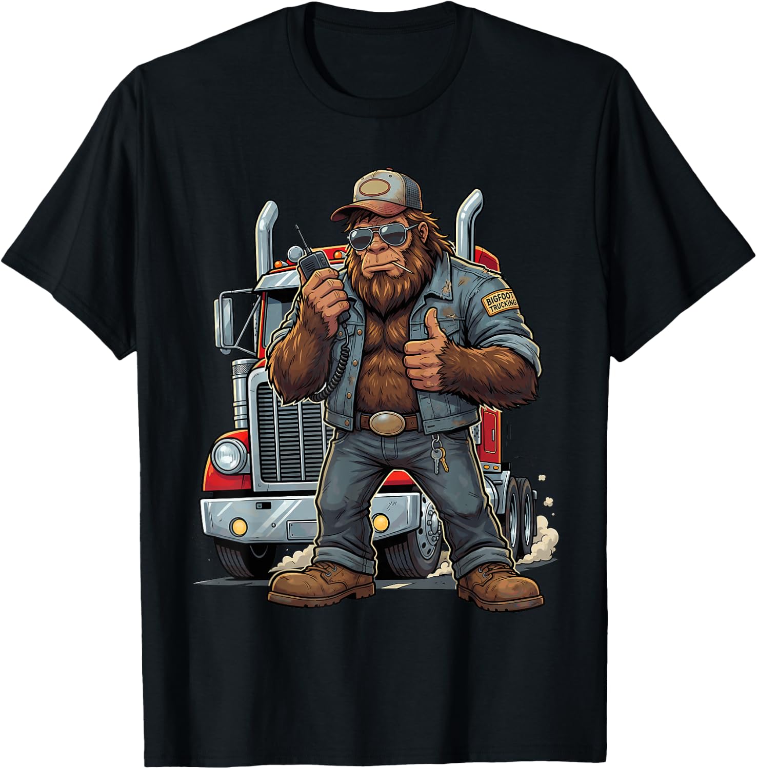 Bigfoot Truck Driver Sasquatch Semi Trucking Professional T-Shirt - T-Shirt | Black