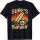 Surfboard Coffee Retro Beach Wave Vintage Sunset T-Shirt - T-Shirt | Black