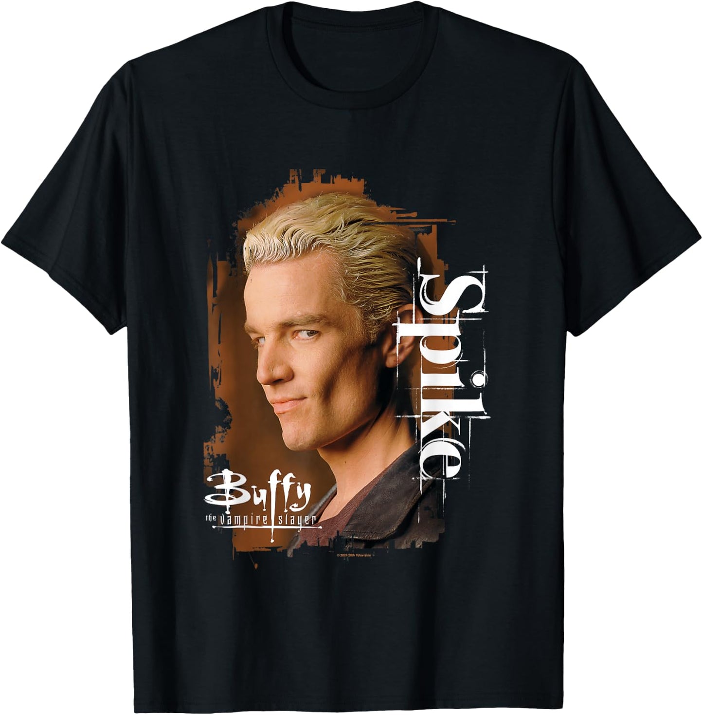 Buffy The Vampire Slayer Spike Face Closeup Vintage Poster , black T-Shirt - T-Shirt | Black