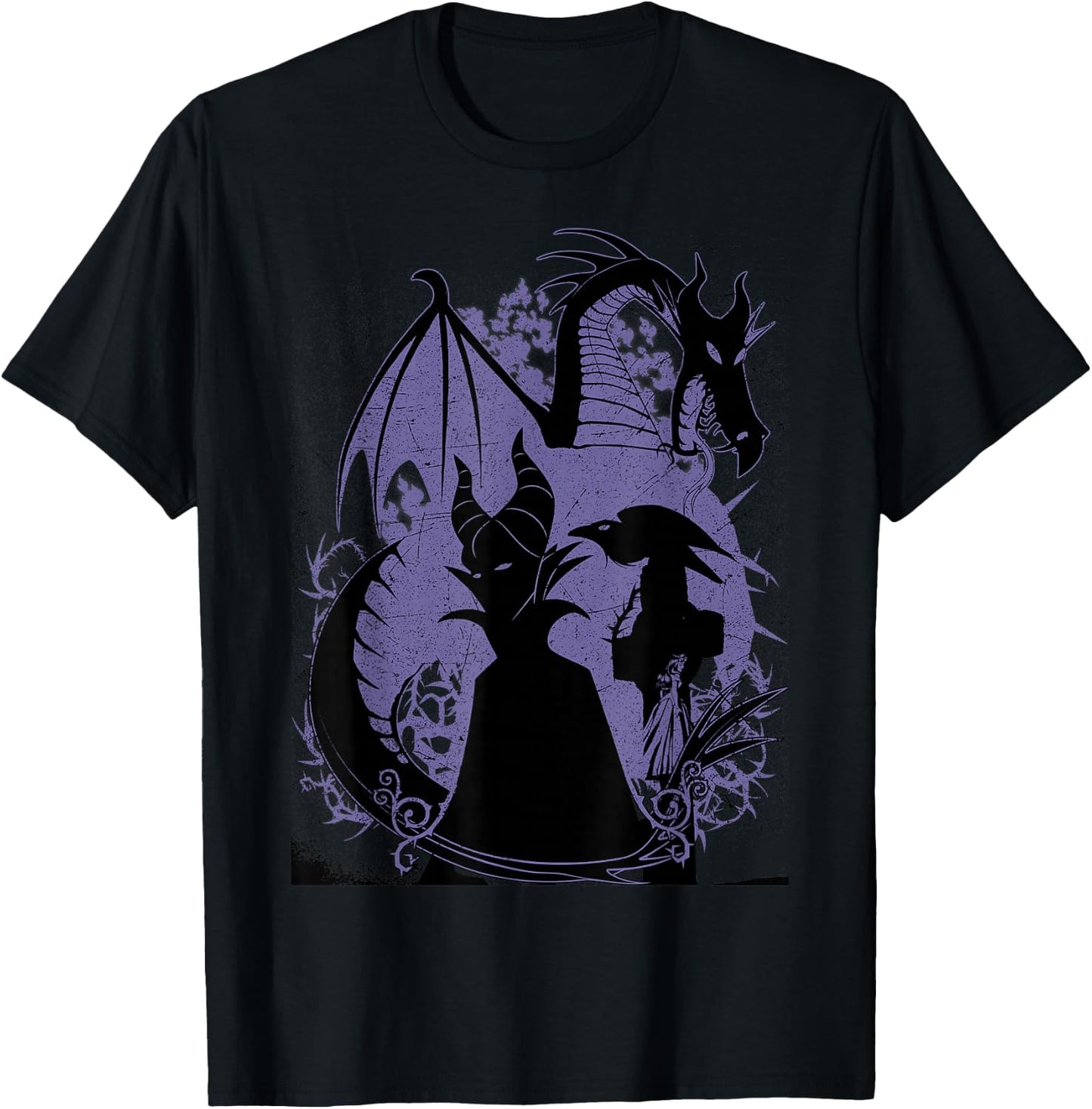 Disney Sleeping Beauty Maleficent Dragon Silhouette T-Shirt - T-Shirt | Black