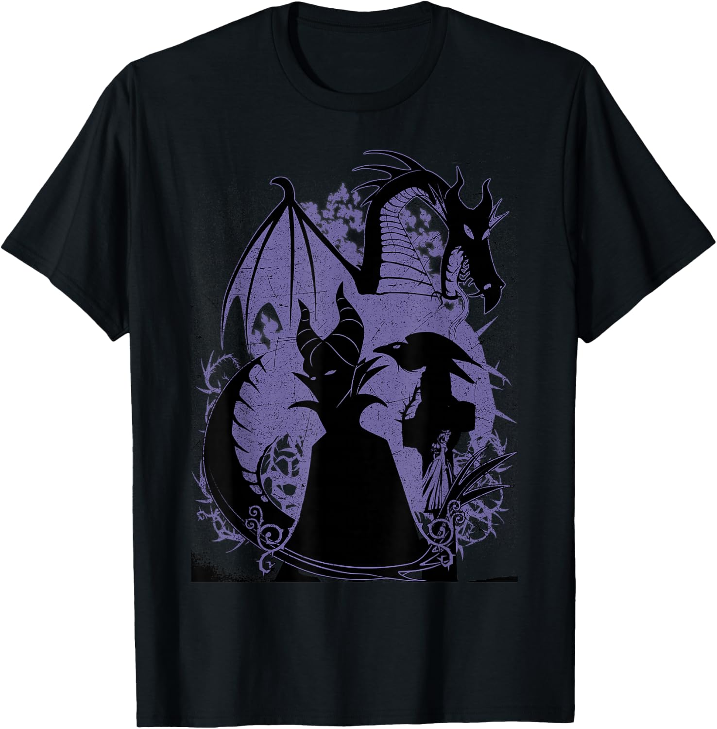 Disney Sleeping Beauty Maleficent Dragon Silhouette T-Shirt - T-Shirt | Black