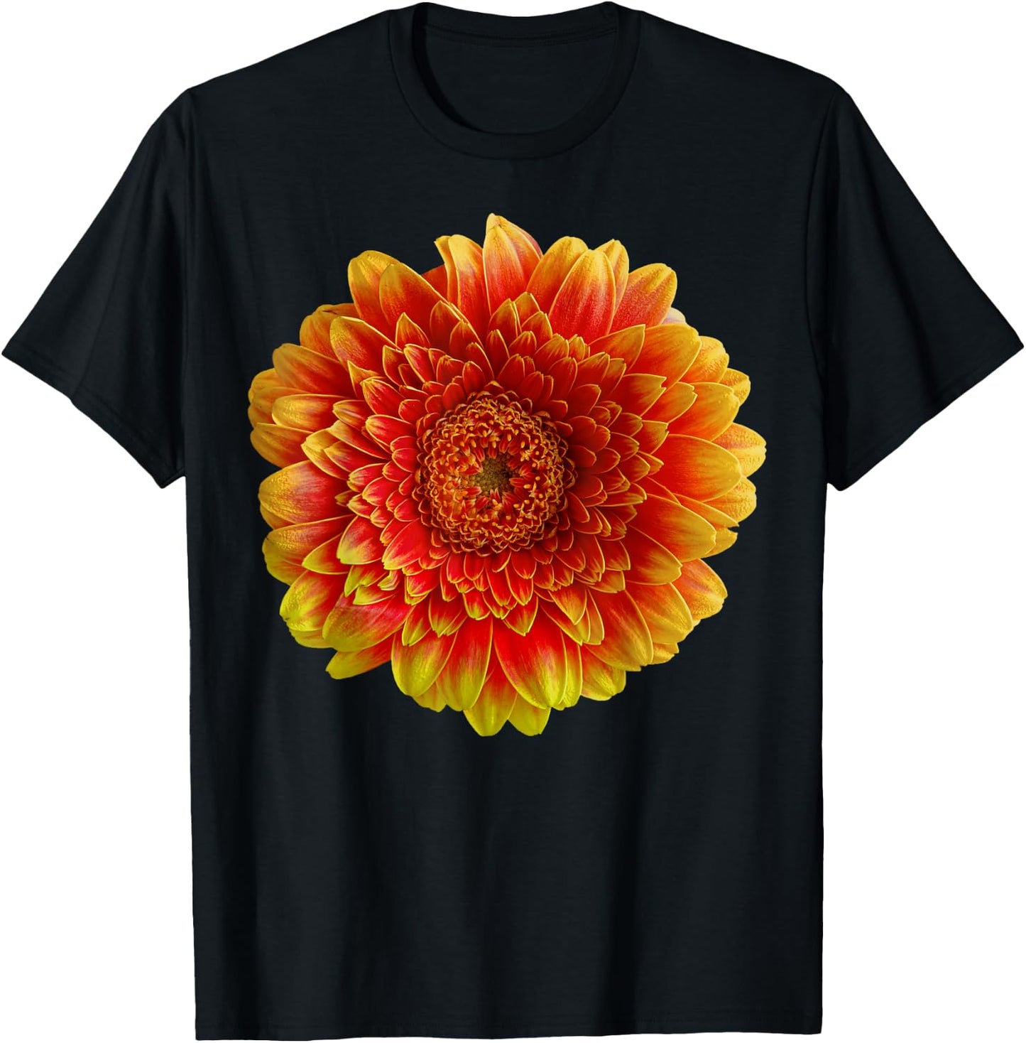 Red Orange Yellow Gerber Daisy Flower Blossom Gardener T-Shirt - T-Shirt | Black