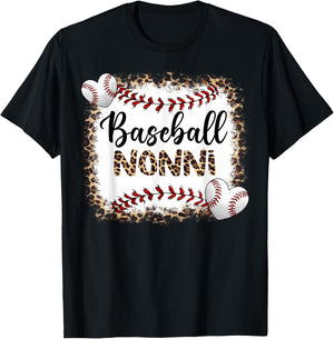 Baseball Nonni Vintage Leopard Baseball Pride T-Shirt - T-Shirt | Black